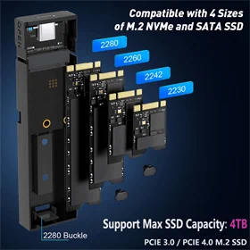 מארז חיצוני עבור כונני NVME PCIE SSD M.2 בחיבור USB-C